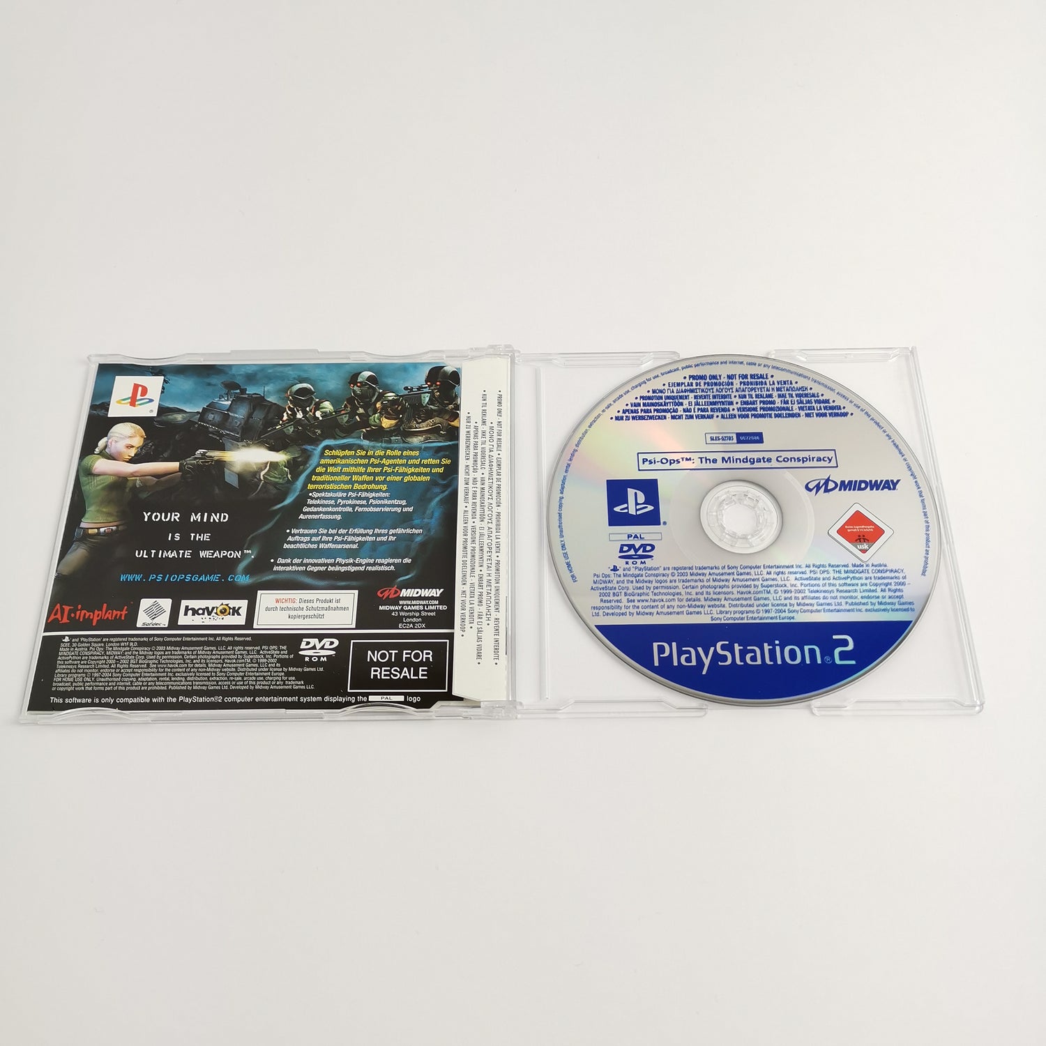 Sony Playstation 2 Promo Game: Psi-Ops The Mindgate Conspiracy | USK18 PS2 orig