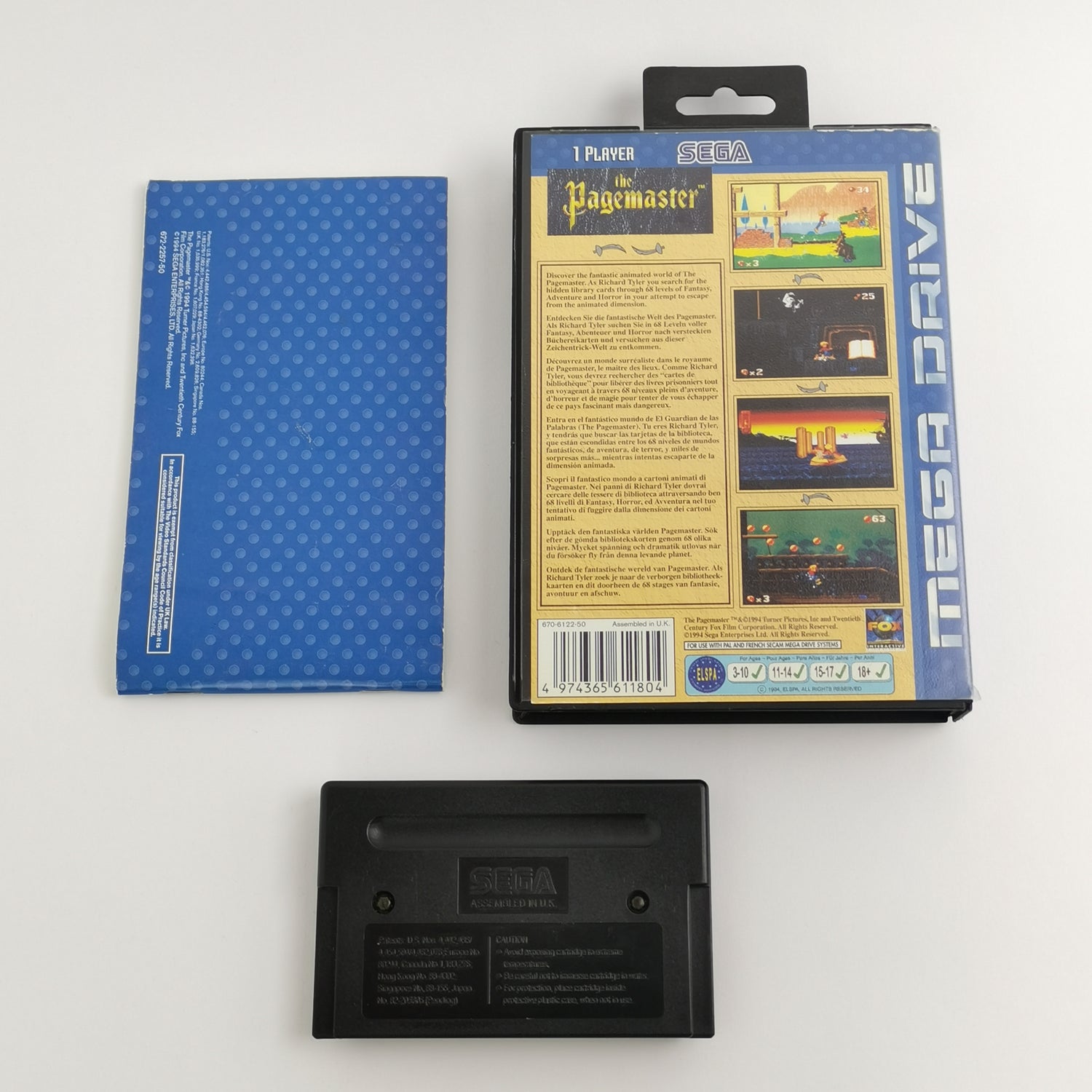 Sega Mega Drive Game: The Pagemaster - Original Packaging & Instructions | MD PAL 16-bit