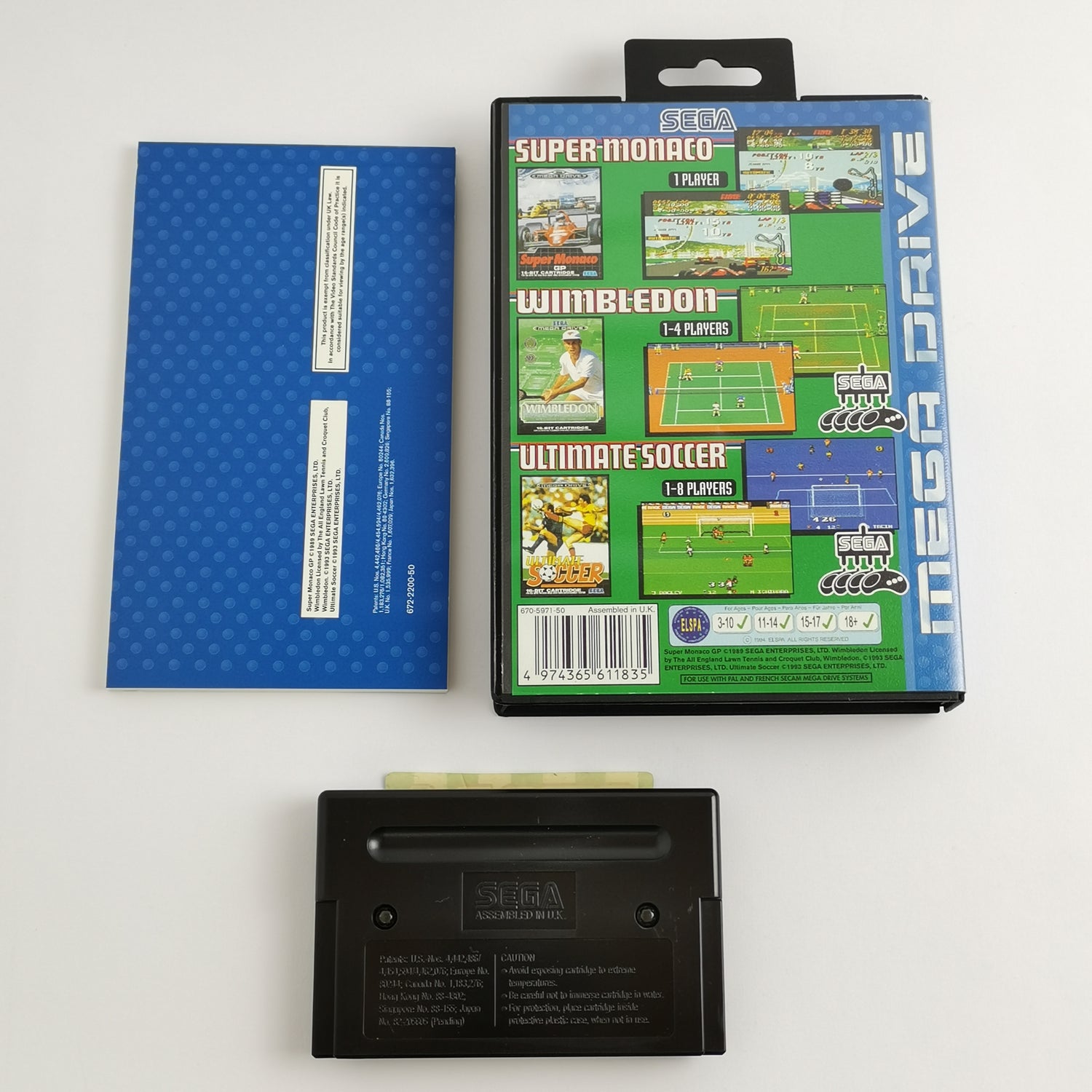 Sega Mega Drive Game: Sega Sports 1 (3 in 1 Cartridge) - Original Packaging & Instructions | PAL