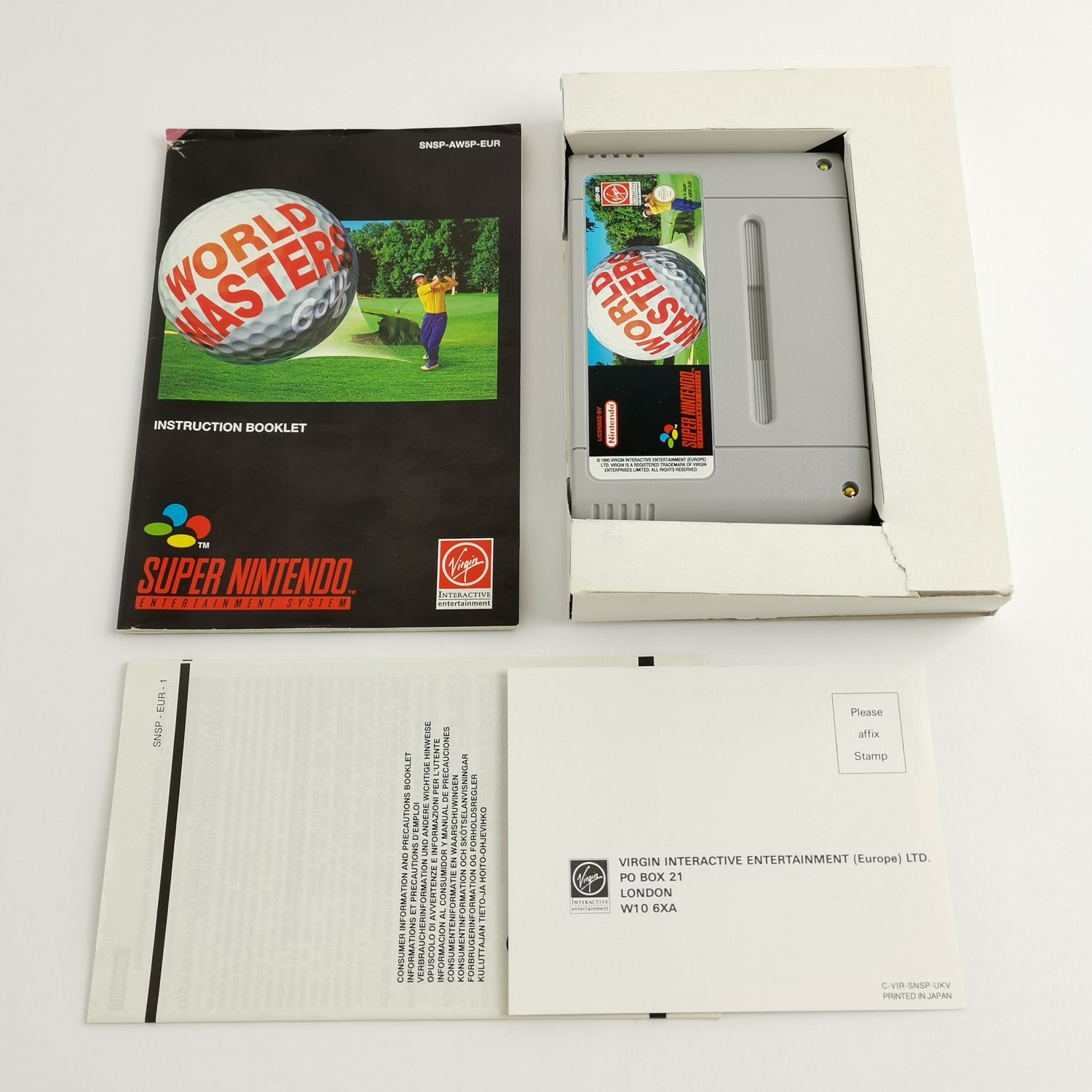 Super Nintendo game: World Masters Golf - original packaging & instructions PAL EUR | SNES 16bit