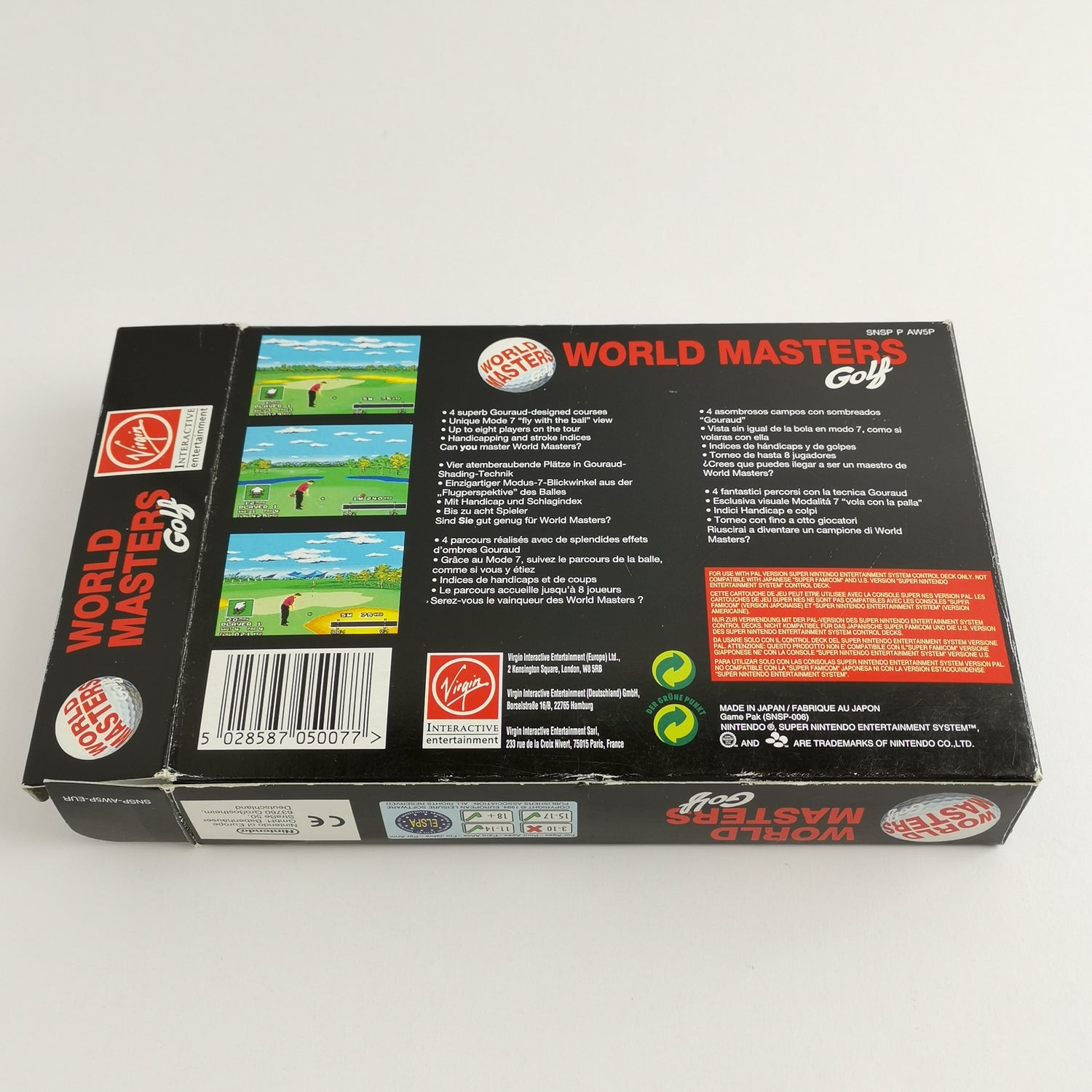 Super Nintendo game: World Masters Golf - original packaging & instructions PAL EUR | SNES 16bit