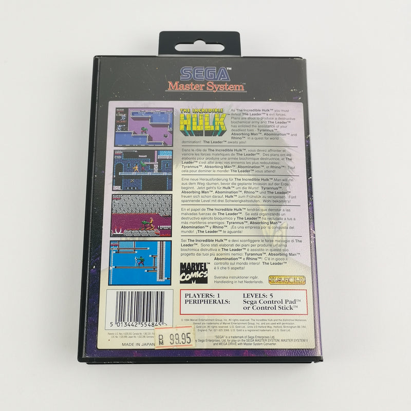 Sega Master System game: The Incredible Hulk - original packaging &amp; instructions PAL cartridge