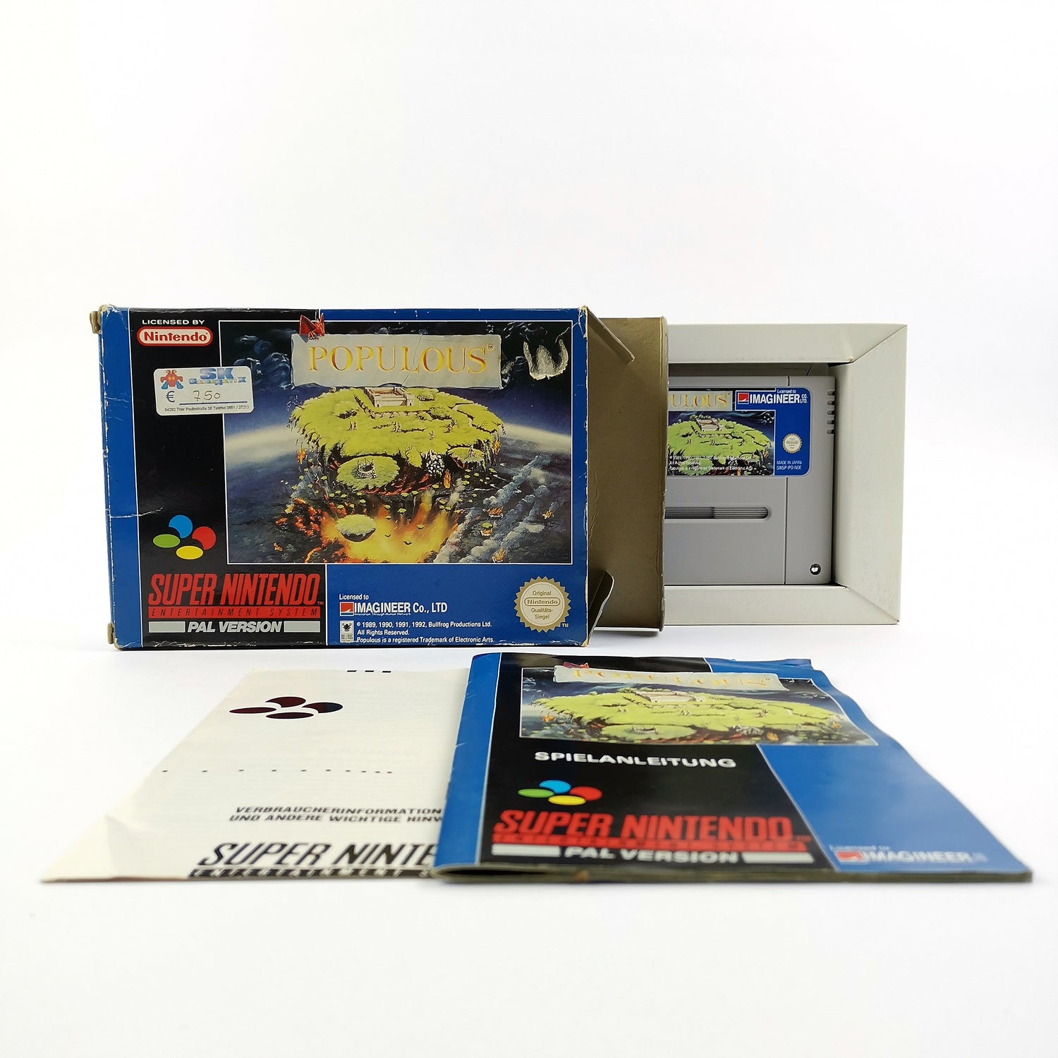 Super Nintendo game: Populous - original packaging & instructions PAL | SNES cartridge