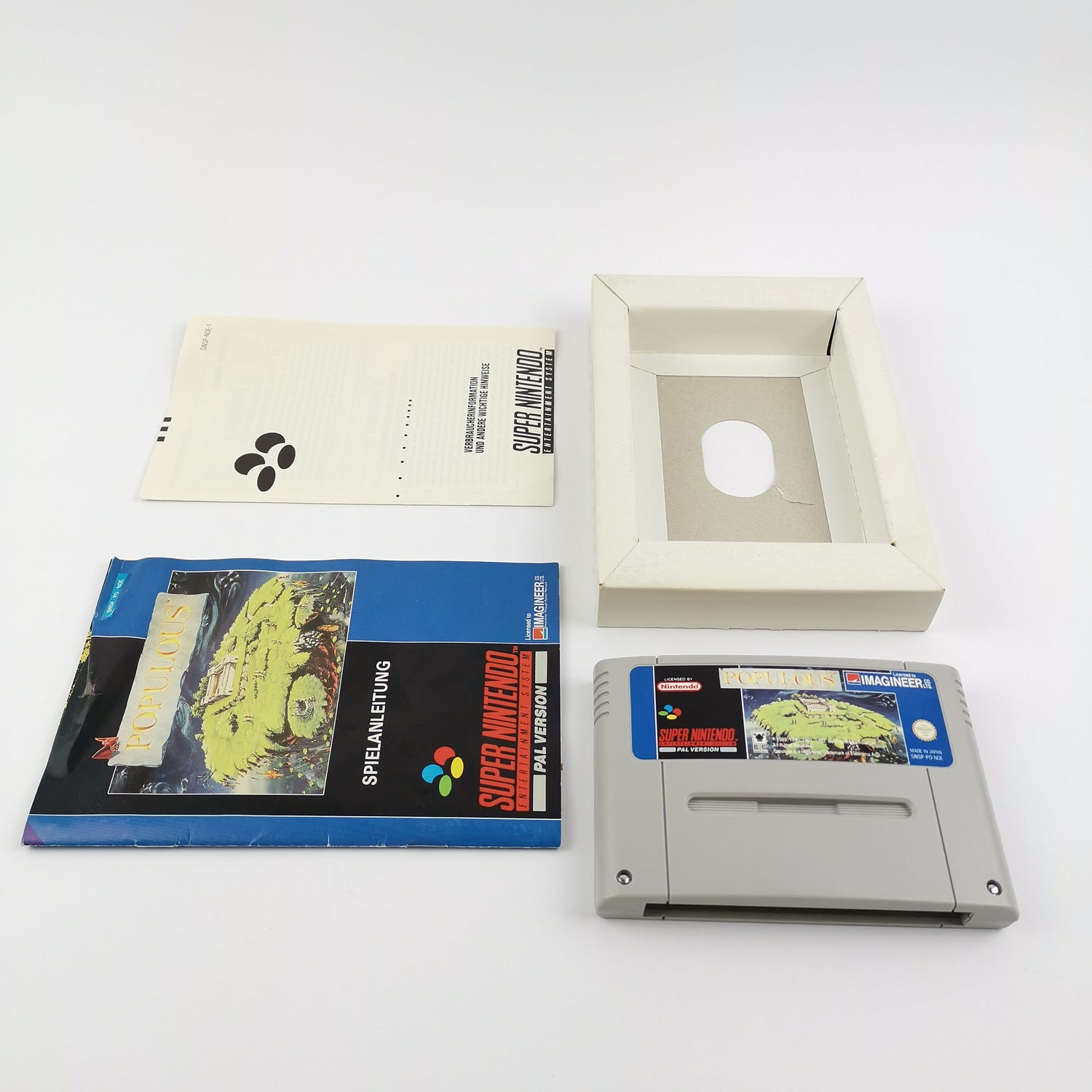 Super Nintendo game: Populous - original packaging & instructions PAL | SNES cartridge