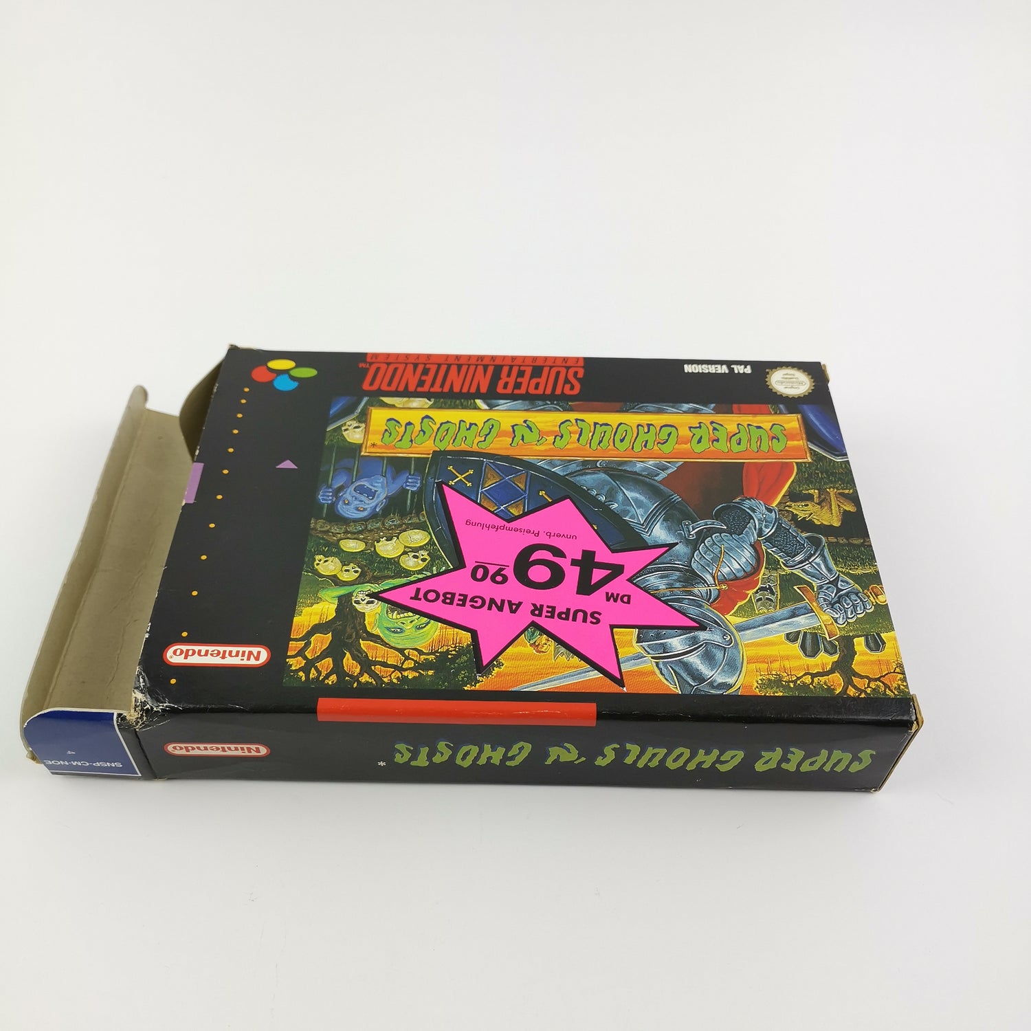 Super Nintendo game: Super Ghouls'N Ghosts - original packaging & instructions SNES cartridge