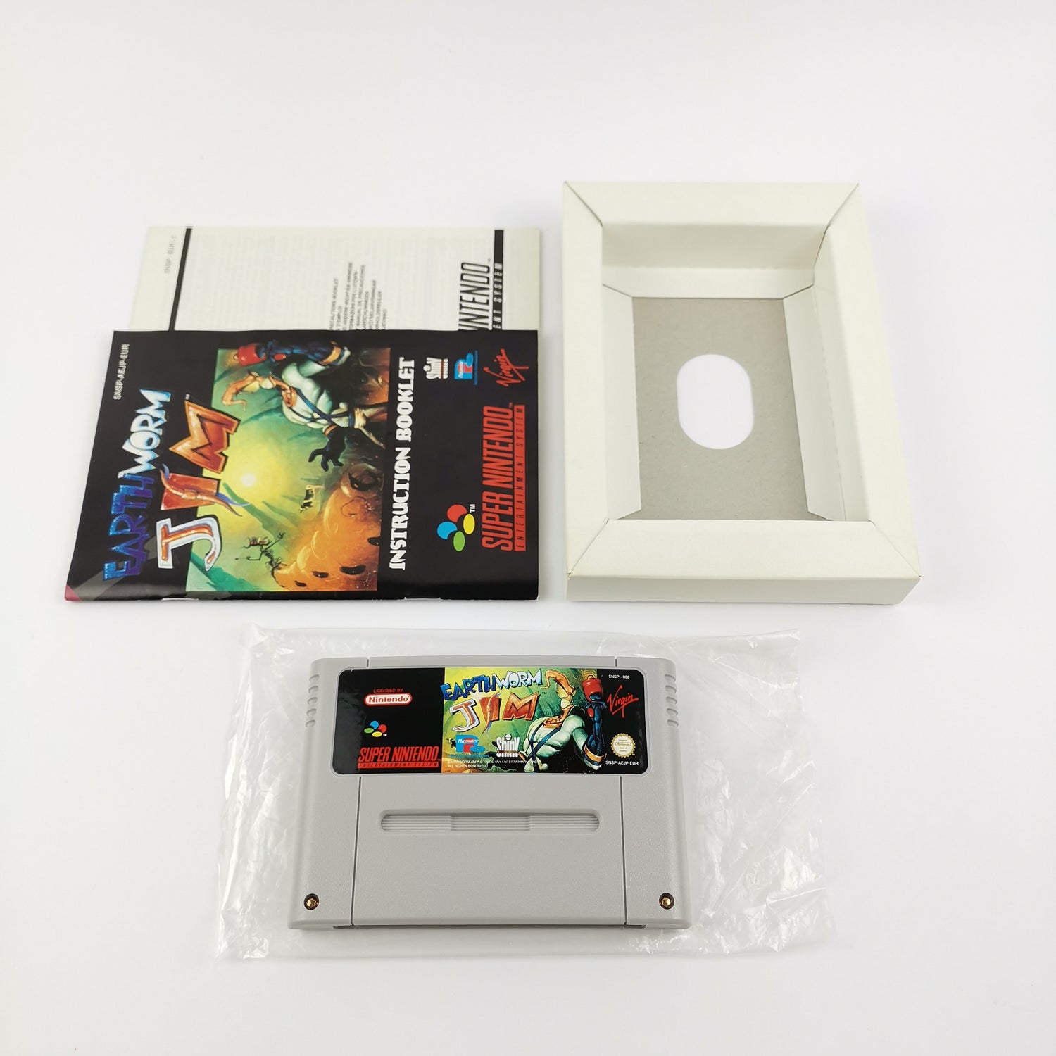 Super Nintendo game: Earthworm Jim - original packaging & instructions PAL | SNES cartridge